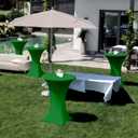 Cocktail Table Covers-Spandex Round High Top Table Cloth 6 Pack 32x43 Inch-Green Stretch Fitted Christmas Tablecloth for Pub Bistro Highboy Party Event Banquet Height Folding Satnding Tables
