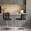 DUMOS Bar Stools Set of 2, 24 inch Counter Height Bar Stools, Upholstered Modern Kitchen Barstools with Metal Base, PU Leather Saddle Stools for Kitchen Island, Inky Black