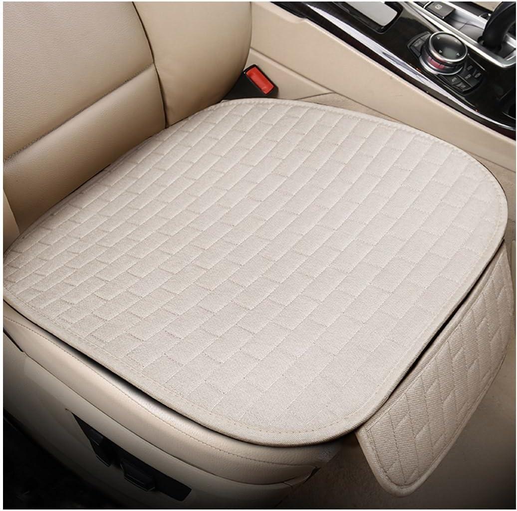Front Car Seat Cover, Anti-Slip Bottom Front Seat Cover Protector with Storage Pocket, Breathable Linen Driver Seat Protector Comfortable Front Cushion Pad for Most Vehicles (Beige)