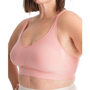 Truekind Bras for Women - Comfortable Wireless Support Bra, Seamless Full Coverage No Underwire Bra for Everyday Comfort (Pink, XL)