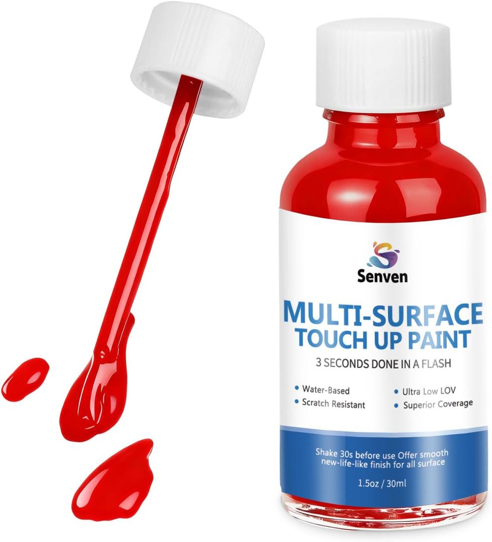 Red Touch Up Paint High-Gloss Apple Red Multi Surface Acrylic Touch Up Paint Pen Scratch Repair for Metal,Wall,Cabinets,Appliances,Wood,Door,Furniture,Enamel 1.5 Fl Oz