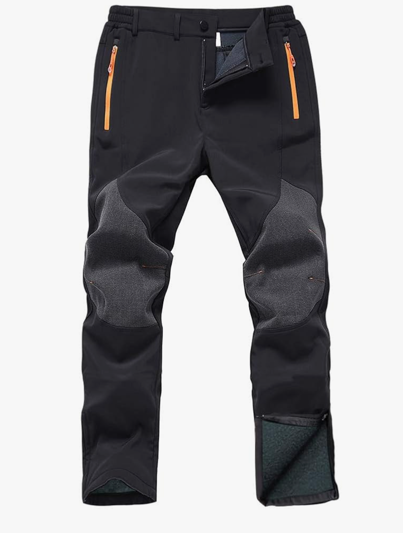 Gash Hao Mens Snow Ski Waterproof Softshell Snowboard Pants Outdoor Hiking Fleece Lined Zipper Bottom Leg 32x30