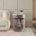 Outdoor Side Table Easter Island AHU Akivi Moai Statue Pedestal End Table Stool for Home Patio Deck Sunroom Garden Balcony Yard Lawn Grey