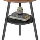 INHABIT UNION Round End Table, 2-Tier Side Table with Storage Shelf for Small Spaces, Nightstand for Living Room, Bedroom, Metal Frame & Wood Top, Walnut