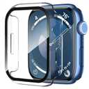 Smiling 2 Pack Case Compatible with Apple Watch Series 9/8 / 7 41mm with Tempered Glass Screen Protector, Hard PC Case Overall Protective Cover- Transparent