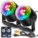 Apeocose [2-Pack] Disco Ball Party Lights Sound Activated Remote Control, 12 Modes Stage DJ Strobe Lights for Halloween Party Decorations Birthday Christmas Home Room Dance Parties Glow Party Supplies