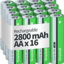 AA Rechargeable Batteries 2800 mAh High Capacity 1300 Cycle,1.2V NiMH Low Self Discharge AA Battery,16 Pack
