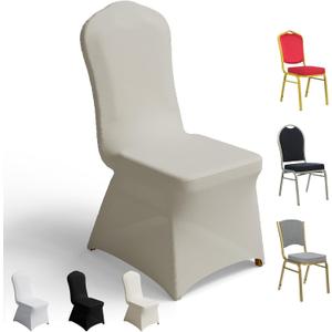 100 PCS Banquet Chair Covers for Wedding Universal Polyester Spandex Chair Cover Stretch Slipcovers for Party Dining Flat-Front Chair (Ivory)