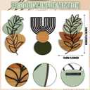 Wenqik Set of 3 Boho Wall Art Decor 3D Wood & Metal Abstract Geometric Wall Hangings Sculpture 15 x 6in Sage Green Beige Terracotta Minimalist Botanical Artwork for Home Decor Gallery Living Room