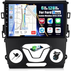 6+128G 8 Core Android 13 Car Stereo for Ford Fusion Mondeo 2013-2019 with Wireless CarPlay&Android Auto,9" Touchscreen Car Radio,5G WiFi,GPS,Mirror Link,Bluetooth 5.0,FM RDS,DSP 32EQ,SWC,Backup Camera