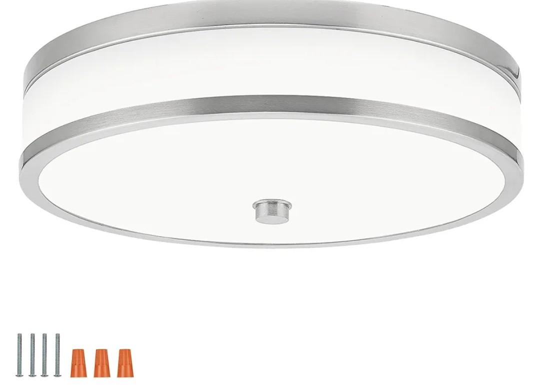 Design House Donohue 15 Inch Integrated LED Ceiling Light, 3 Color Temperature, Flush Mount, Dimmable, Nickel – Design House, 587501