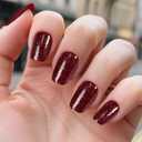Morily Dark Red Glitter Press on Nails Short, Square Shaped Glitter Fake Stick on Nails for Women in 16 Sizes, 32 Pcs Reusable Full Cover Artificial False Fingernails