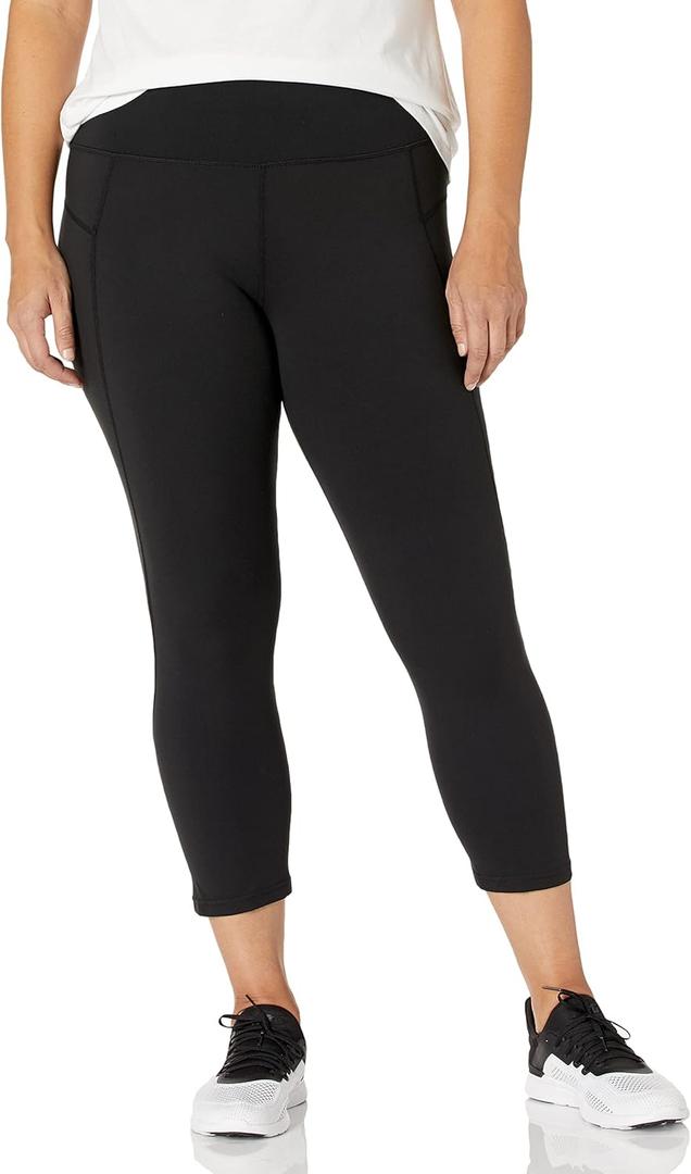 Jockey Women's Compression Fit Premium Capri Legging (Large, Deep Black)