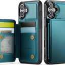 Vinich for iPhone 17 Wallet Case with Card Holder, RFID Blocking Credit Slots Kickstand Shockproof Phone Cover Fit for iPhone 17 6.3" Bluish Green