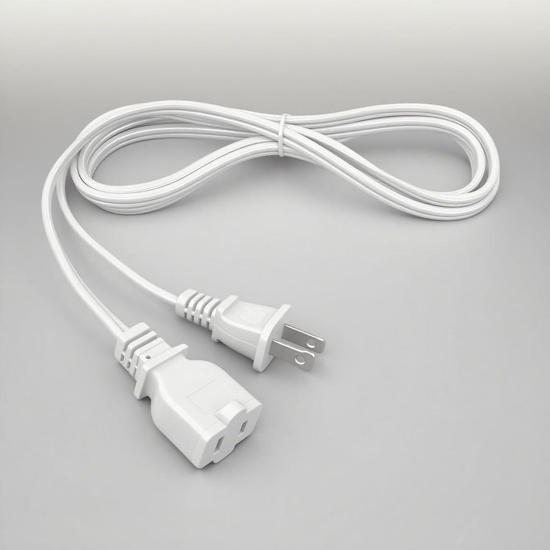 6 FT White Short Extension Cord 2 Prong Indoor Extension Power Cords Outdoor Electrical Cord with Single Plug 18AWG Extension Cable for Small Appliances Lamps, 1 Pack