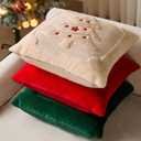 DFXSZ Christmas Pillow Covers 18x18 Yellow Lanterns Red Christmas Tree Decoration Soft Plush Faux Fur Jacquard Throw Pillows for Bedroom Sofa Holiday Festivals Winter Home Decor PTK065B18