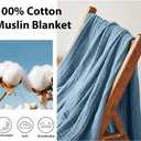 Simple&Opulence Cotton Muslin Throw Blanket for Bed, Couch, Knit Woven Gauze Blanket with Tassels, Soft Lightweight Cozy Pre-Washed Breathable Farmhouse Decoration for All-Season (50 x 60-Inches,Dusty Blue)