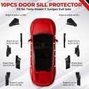 10PCS Carbon Fiber Door Sill Protector & Rear Bumper Guard Compatible with Tesla Model Y Juniper 2025–2026,Anti-Kick Scuff Plate Door Sill Guard Covers,Model Y Accessories(Not for Pre-2024)