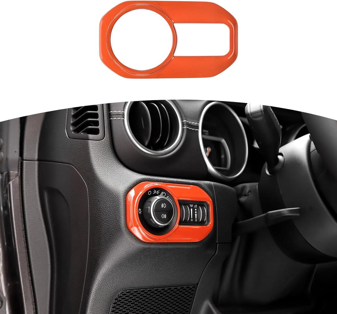RT-TCZ for Jeep JL Headlight Switch Button Trim Cover Orange for Jeep Wrangler JL JLU 2018+ for Gladiator JT 2020-Present Orange Interior Accessories