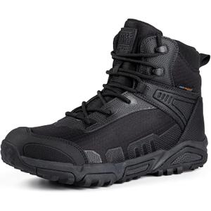 FREE SOLDIER Men's Waterproof Tactical Work Boots Lightweight Comfortable Combat Hiking Boots(Classic Black Wide 11)