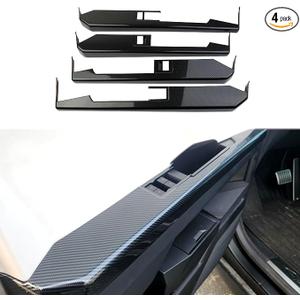 Carbon Fiber Style Interior Door Armrest Window Lift Switch Panel Cover Trims Accessoriess for Tesla Cybertruck (Matte Surface)