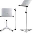 RANMING Music Stand Heavy Duty Music Stand Dual-Use Folding Sheet Music Stand Adjustable Music Note Stand with Microphone Holder Conductor's Sheet Music Stand for Violin,Orchestra (Grey) (66.9inch, Gray)
