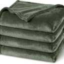 PHF Ultra Soft Fleece Blanket Twin Size, No Shed No Pilling Luxury Plush Cozy 300GSM Lightweight Blanket for Bed, Couch, Chair, Sofa Suitable for All Season, 50" x 60", Olive Green