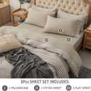 PURE ERA Jersey Knit 4pc Bed Sheet Set 100% T-Shirt Heather Cotton Super Soft Comfy Breathable Fits Mattress Up to 20" Extra Deep Pocket (Dark Beige,King)