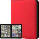 9 Pocket Trading Card Binder 540 Capacity with Zip Closure - Premium Double Sided PU Leather Card Protector, Hold & Organize Cards for TCG, MTG, Sports Cards (red)