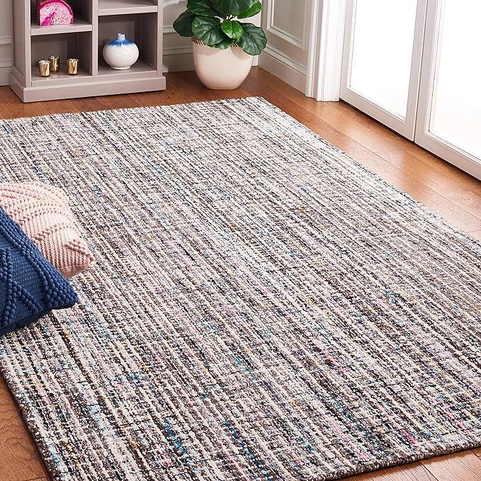 83"x 60" Rectangular Rug, Grey and brown Streak pattern