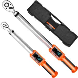 VEVOR Digital Torque Wrench 3/8 1/2 Inch Drive, 0-44.25FT.LB(0-60Nm)/0-162.26FT.LB(0-220Nm) 2% Accuracy, Electronic Torque Wrench with Preset Mode,Vibration,Buzzer,LED Notification,5Units of Measure