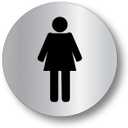 Women's Restroom Sign, 4 x 3 inches, Silver