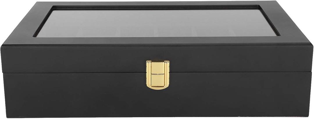 Watch Box, 12 Slot Wooden Watch Case, Metal Clasp Watch Display, Watch Box Organizer for men and women, Simple Classic Vintage Organizer