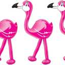 Beistle 24" 3 Piece Inflatable Flamingoes For Luau Party Decorations, Hawaiian Theme Tropical Dcor, Pink/White/Black