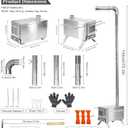 unho Stainless Hot Tent Stove： Prevent rusting 15in with 6 Chimney Pipes