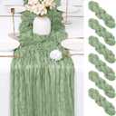 6 Pack Sage Green Cheesecloth Table Runner 17x108 Inch Semi Sheer Boho Gauze Cheese Cloth Fabric Table Runners Table Decor for Wedding Party Baby Shower Birthday Home Decor Garden Farmhouse