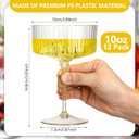 Jingmore 12 Pcs Ribbed Martini Glasses 10 oz Disposable Plastic Vintage Ribbed Coupe Glasses with Gold Rim Glitter Cocktail Unbreakable Dessert Parfait Glassware for Wedding Party Supplies (Clear)
