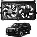 Radiator Cooling Fan Assembly Replacement for 2007-2014 Yukon Tahoe Escalade Suburban Silverado Sierra 1500 Dual Fan 4.8L 5.3L 6.0L 6.2L Engine Cooling Fan #GM3115211