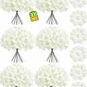 305PCS Ivory Hydrangea Artificial Flowers Bulk with Stems, Silk Fake Hydrangea Heads for Wedding Centerpieces, Home Decor, Outdoor Party, Table Arrangements, DIY, Bouquet