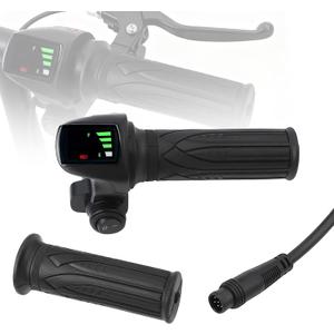 1 Pair Electric Scooter Throttle Grip, 48V Twist-Throttle Handle with Display, 6Pin Waterproof Interface Key Lock Start Button for E-Bike Scooter Tricycle 7/8" 22MM Handlebar Electric Scooter Throttle Grip Speed Controller Grip