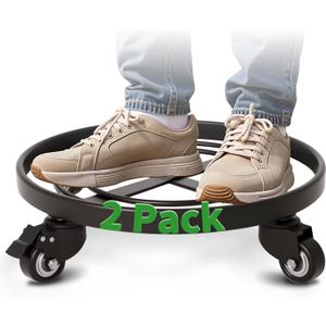 AMAGABELI GARDEN & HOME Plant Caddy with Wheels Heavy Duty 14 2 Pack Rolling Plant Stand Plant Dolly Iron Wheeled Lockable Casters Round Pot Mover Rollers Indoor Outdoor Planter Trolley Metal