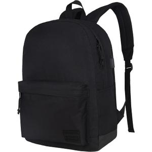 SUPACOOL Casual Laptop Backpack for Men and Women, Work backpack, Black Backpacks, College School Backpack for Boys and Girls, USB Charging Port, Lightweight Travel Back Pack(Black)