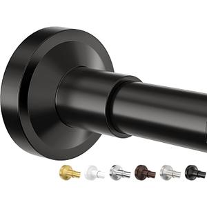 Bonpally Adjustable Tension Curtain Rod, 32-75 Inches Non-Slip Stainless Steel Shower Curtain Rod, Rust-Resistant Telescoping Rod for Bathroom, Kitchen, Dorm, RV, No Drilling, Easy to Install, Black