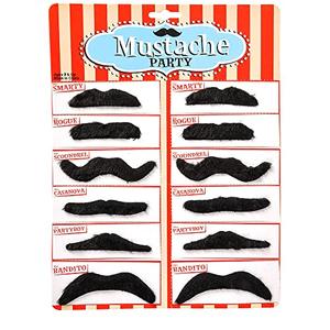Road Island Novelty 3.5" Black Fake Mustaches, Pack of 12