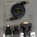 ReTrak® Retractable Standard HDMI® Cable with Mini, Micro, and DVI Adapters, 5 Ft. in Black
