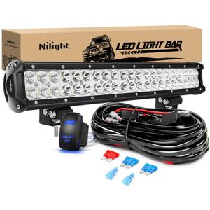 Nilight LED Light Bar 20 Inch 126W Spot Flood Combo Led Off Road Lights 12V 5Pin Rocker Switch LED Light Bar Wiring Harness Kit, Model: ZH082, Clear