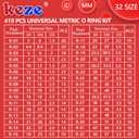 KEZE 826 Pcs Universal SAE and Metric O-Rings Kit,Standard 32 Metric & Inch Sizes O ring Assortment in 2 Box with 4 Piece Pick and Hook for Automotive Faucet Hydraulics Hose Air and Gas Sealing Repair