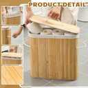 Leinuosen Bamboo Toilet Paper Storage Basket 8 Gallons/30 L Toilet Paper Organizer Holder with Lid Waterproof for Kitchen Bathroom Home(Beige,Regular)
