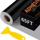 HTVRONT Black Permanent Vinyl - 12" x65FT Glossy Permanent Adhesive Black Vinyl Roll Compatible with Cricut Cutting Machine, Silhouette Cameo & Other Cutters - Party & Home Decoration, Sticker