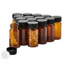 QOAEZK 15 PCS 20ML Amber Small Liquid Sample Glass Vials with Screw Caps,27.5x57mm 5DramLeak-Proof Vial, 24-400 Black Screw Cap with PE Liners for Lab, Essential Oil, Perfume, Reagents